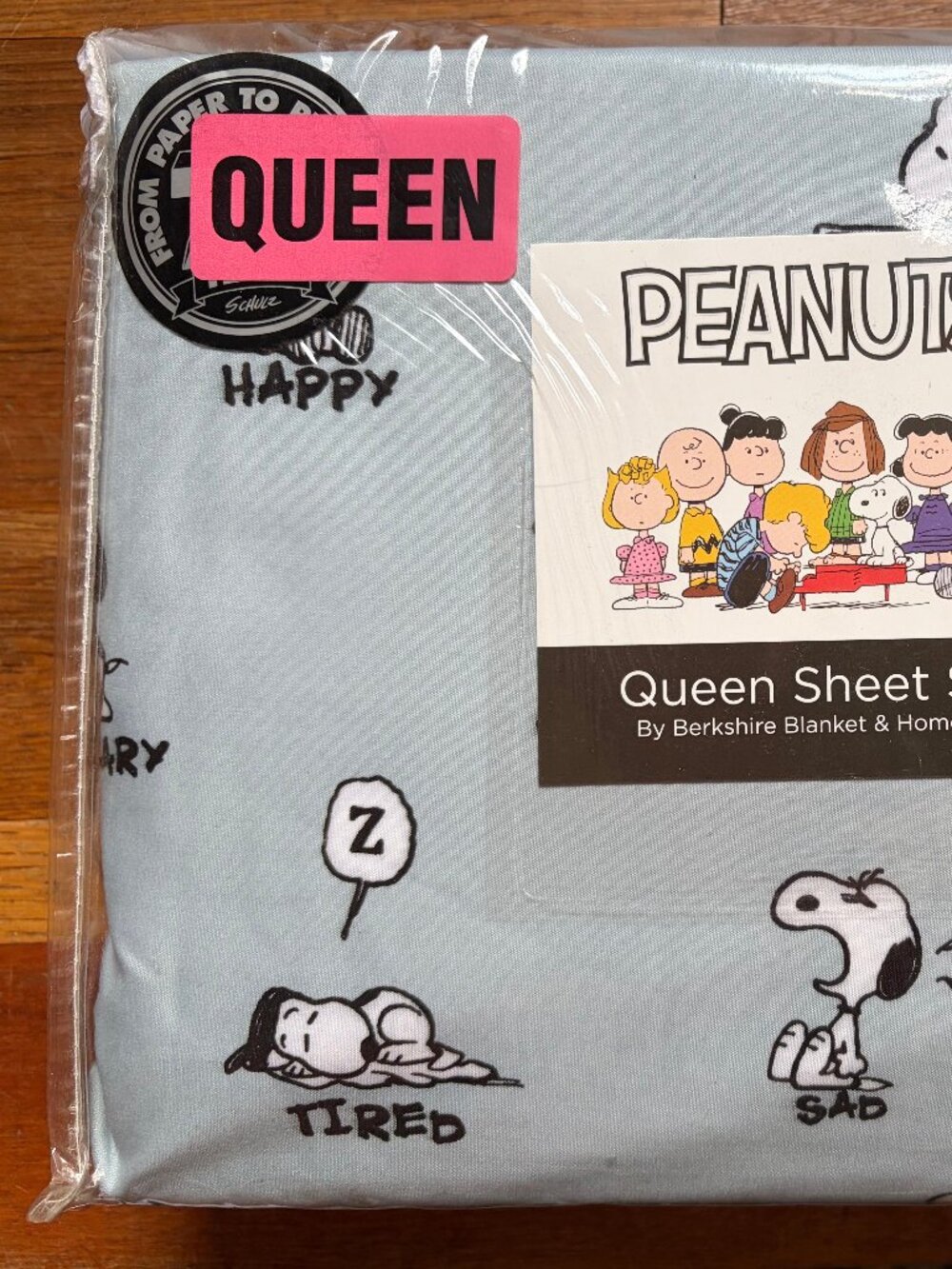 New Peanuts Snoopy Many Emotions Queen Size Sheet Set (blue background)